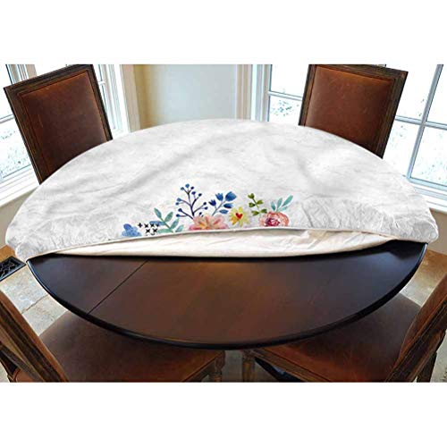 LCGGDB Flowers Elastic Edged Polyester Fitted Tablecolth -Wheelbarrow Flowers- XL Large Round Fitted Table Cover - Fits Tables up to 63