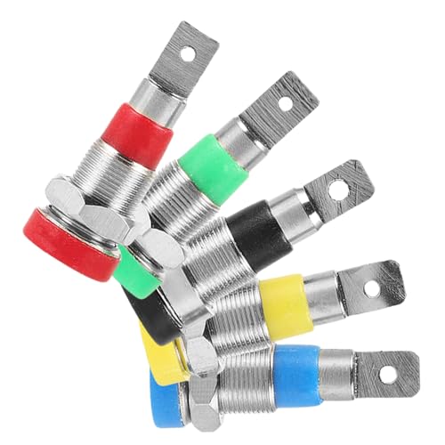BAZEITFLOW 5個 色 バナナプラグ コネクター スピーカーケーブル用 安定接続 ねじ固定設計 長持ちメッキ仕上げ オーディオアンプ対応