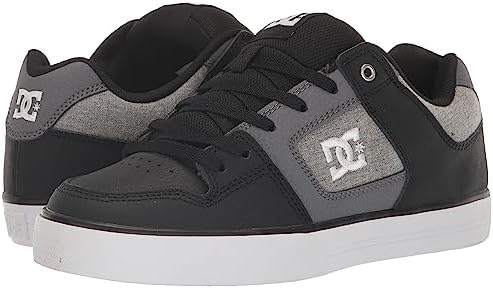 DC Men's Pure Casual Skate Shoe, Black/White/Armor, 16 | Image 6