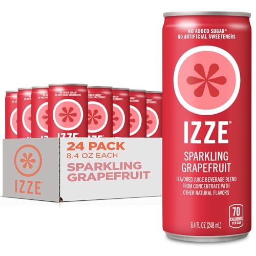 IZZE Sparkling Juice Beverage Blend, Grapefruit, No Sugar Added, 8.4 FL OZ, 24 Cans