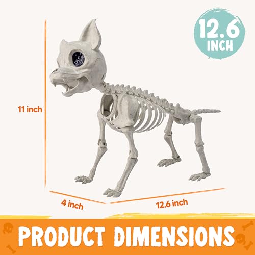 Image of JOYIN Plastic Chihuahua Dog Skeleton Halloween Decorations 12.6 inches Plastic Puppy Bones Skeleton with Posable Joints for Halloween Indoor Outdoor, Graveyard Party Decor