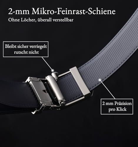 Litume Grüner Golf-Ratschengürtel aus echtem Leder für Herren, lochloses Design mit magnetischem Emaille-Ballmarker und mikro-verstellbarer Ratschenschnalle, Nyrstar-Zinklegierung (weiß)