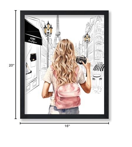 Image of Poster Master Lady With A Camera Print - Fashion Poster - Paris Art - Modern Wall Design - Chic Gift for Women & Fashionista - Glam Decor for Bedroom or Girl's Room - 16x20 UNFRAMED Wall Art