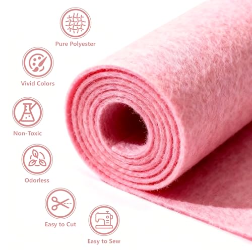 Image of Felt Fabric 36'' X 36'' Large Felt Sheets Stiff Craft Felt by The Yard for DIY Crafts Letter Coaster Flower Ornament Sewing Party Decoration Christmas Supplies Nonwoven (Pink)