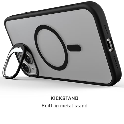 Coque iPhone 15 Plus MagSafe Ghostek KickCam antichoc avec béquille noir