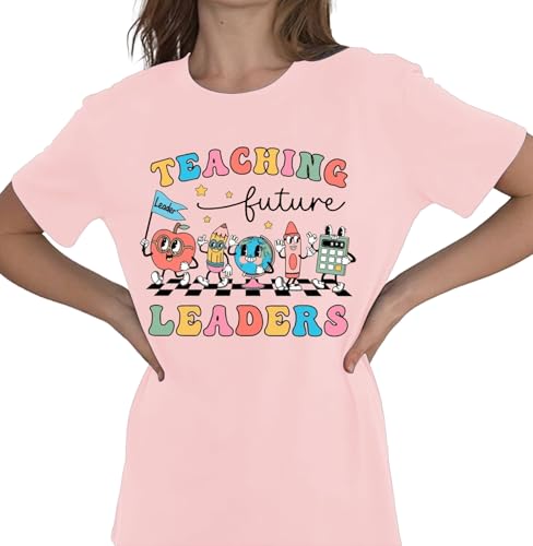 Teacher Shirts Women Teaching Future Leaders Shirts Back to School Shirt Short Sleeve Tee Tops4
