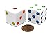 Set of 2 D6 25mm Large Opaque Jumbo Dice - White with Multicolor Pips