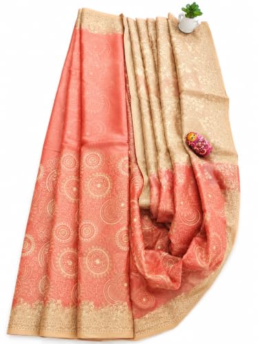 madhuram COLLECTION peach banarasi silk saree in soft silk – image 2