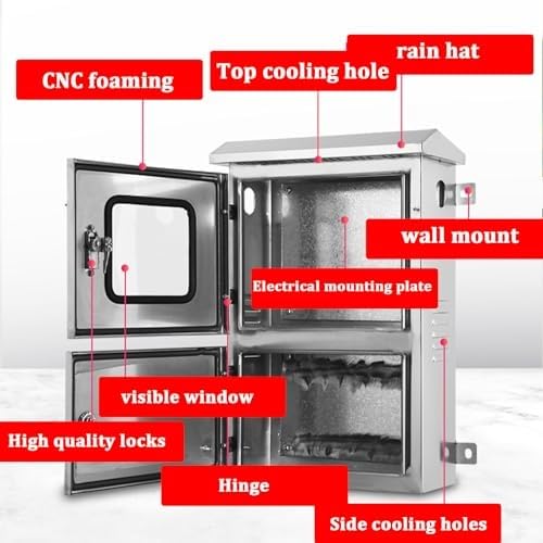 304 Stainless Steel Waterproof Electrical Enclosure Box, Outdoor Junction Box for Automated Systems, Metal Project Box with Lock & Mount,