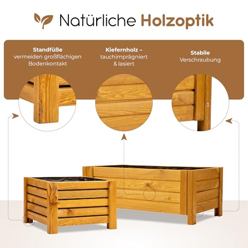 BooGardi Pflanzkasten Holz mit Vlies · 2 Größen & 4 Farben · Blumenkasten Balkon 79x39x30cm Dunkelbraun · Pflanzkübel groß außen rechteckig… – Ansicht 5