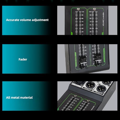 Controlador de volumen pasivo Zunate Todo Metal, Controlador de volumen para altavoz pasivo 1 entrada 2 salidas, Controlador de volumen estéreo con fader extendido de 70mm para estudio y sistema de sonido en casa miniatura 5