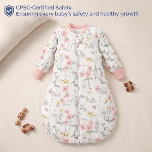 Image of Duomiaomiao 2.5 TOG Baby Sleep Sack 100% Cotton Winter Long Sleeve Baby Wearable Blanket, Super Warm Quilted Comfy Toddler Sleeping Sack