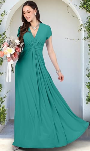 Image of KOH KOH Womens Long Flowy Cap Sleeve Empire Waist Cocktail Maxi Dress Gown