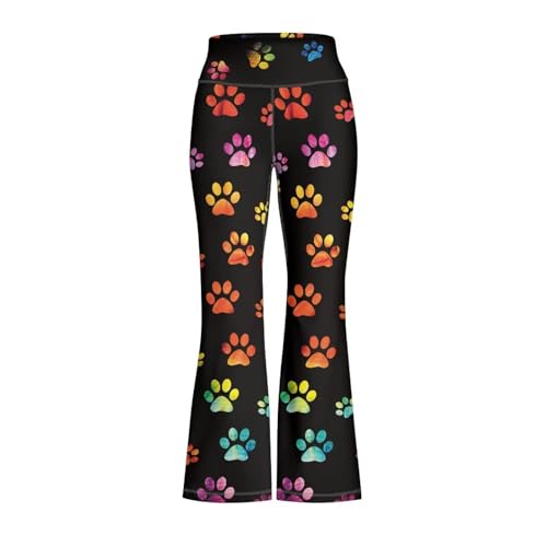 Dog Paw Girls Flare Leggings High Waist Cute Preppy Clothes for Girls Uniform Pants Bell Bottom Pants
