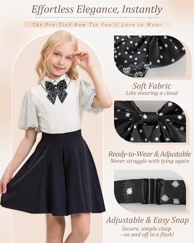 Image of AWAYTR Ladies Adjustable Pre tied Bowtie - Solid Color Bow Ties for Women