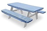 La Muna Picnic Table Cover with Bench Covers, 6ft Waterproof and Stain Resistant Rectangle Tableclot