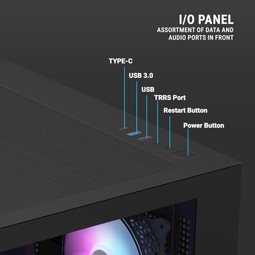 Image of Ant Esports Crystal X6 Mini Mid-Tower Computer Case /Gaming Cabinet - Black | Support Micro-ATX, Mini-ITX | Pre-Installed 6 ARGB Fans