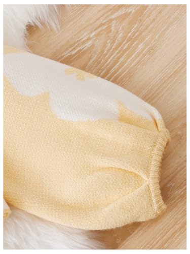 Verdusa Girl's Floral Knit Cardigans Bishop Long Sleeve Button Up Sweater Cardigan4