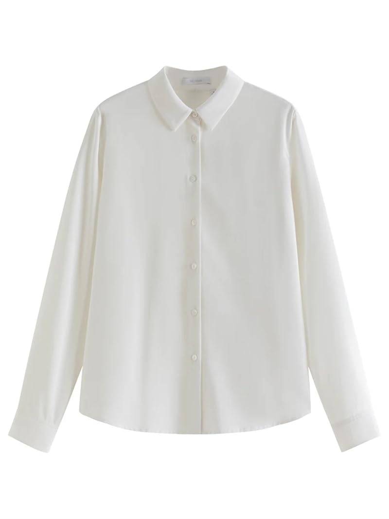 Camicia da donna a maniche lunghe a tinta unita semplice camicia da abbinare casual formale con bottoni