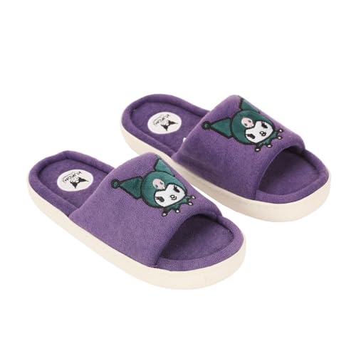 Bioworld Kuromi Head Patch Womens Purple Open Toe Slipper-Large