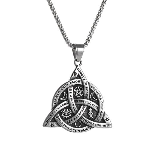 NIGHTCRUZ Witch Knot Necklace - Triple Goddess Triquetra Pendent - Irish Christian Trinity Knot Necklace