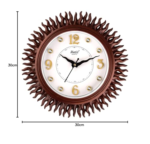 Image of Matiz Analog 30 cm X 30 cm Wall Clock | Brown | with Glass | Standard| 327 Cola Round