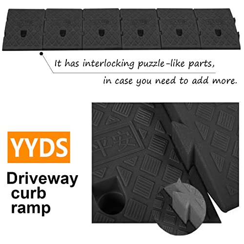 YYDS Curb Ramp, 6" 7" Rise Height 2 Pack,Heavy Duty Plastic Ramps,Interlock Curb Ramps for Driveway,Threshold Ramp for Sidewalk,Driveway,Car, Scooter, Bike, Motorcycle (6 inch high) by YYDS - Image 2