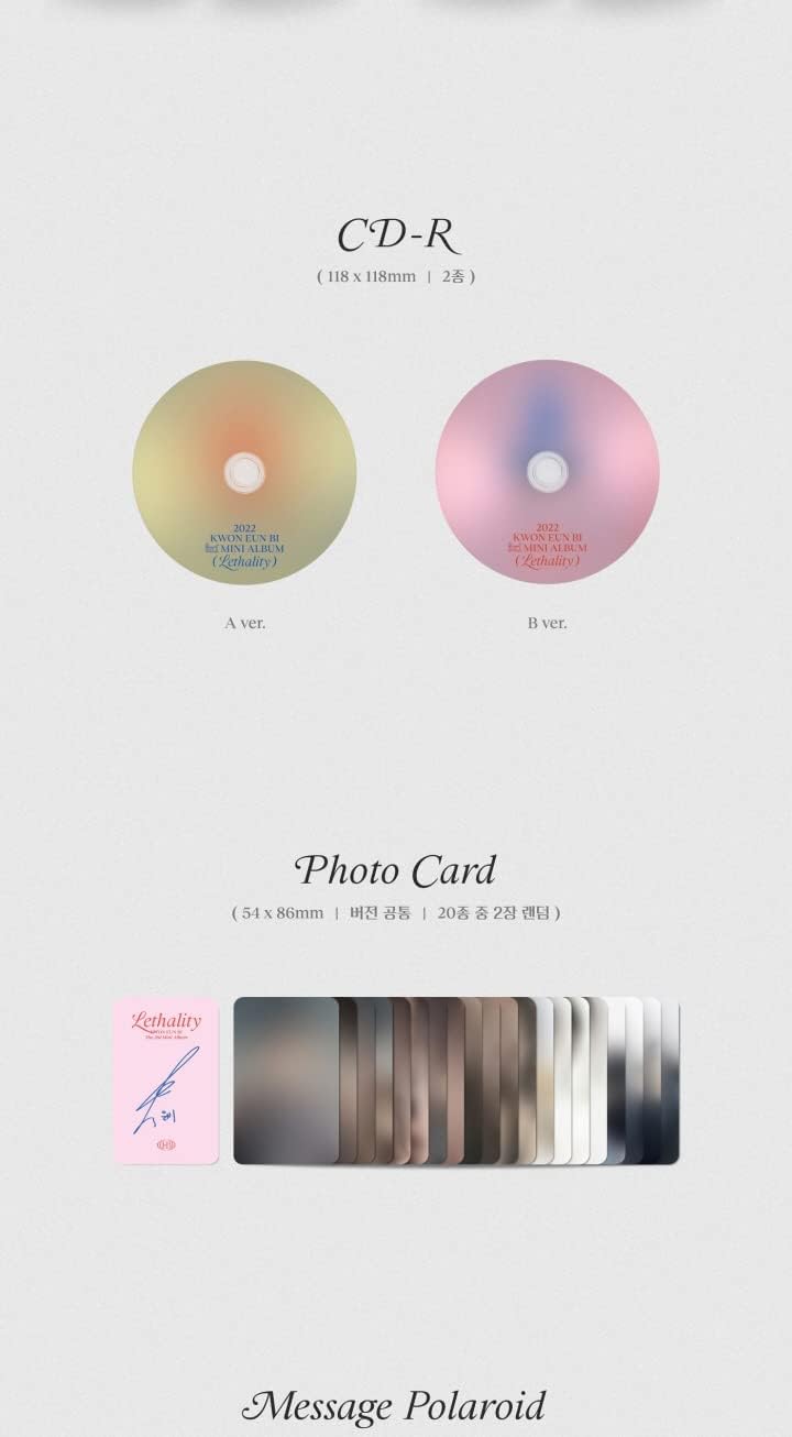 KWON EUN BI Lethality 3rd Mini Album 2 Version SET CD+52p PhotoBook+20p Booklet+2p PhotoCard+1p Message Polaroid+1p Film Photo+POB+Tracking Sealed