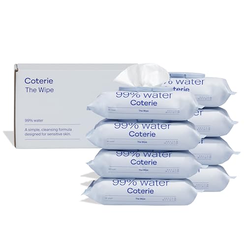 coterie baby wipes for sensitive skin plant-based and plastic-free fibers 99 water hypoallergenic ph balanced unscented clean and gentle baby essentials 8 pack 448 count