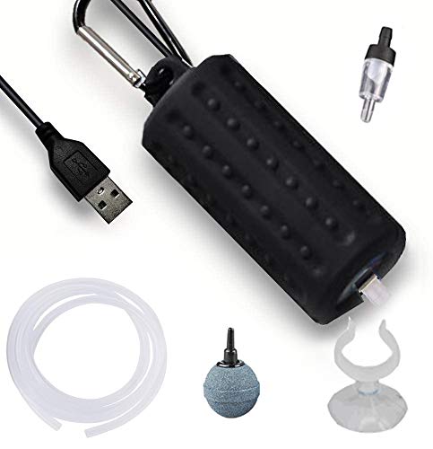 Mylivell Portable Ultra Silent Aquarium Air Pump Mini USB Oxygen Air Pump Hydroponic Oxygen Mute Energy Saving Supplies for Fish Tank with Air Stone &Tube