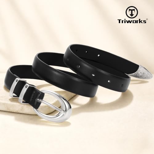 Image of TRIWORKS Women Belt for Jeans Pants Fashion Ladies Faux Leather belt