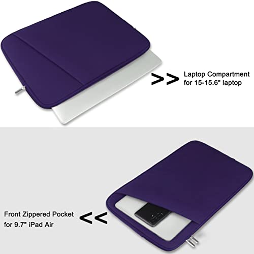 Image of Laptop Sleeve Case 15.6 inch, Shockproof Protective Cover, Handbags Portable Laptop Bag for 15.6 inch HP Dell Asus Lenovo Notebook Computer Case with Front Pocket, Purple