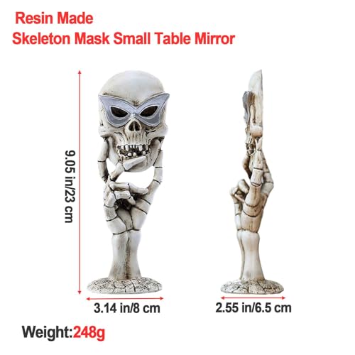 Espejo de maquillaje de calavera de resina original pequeño miniatura 2