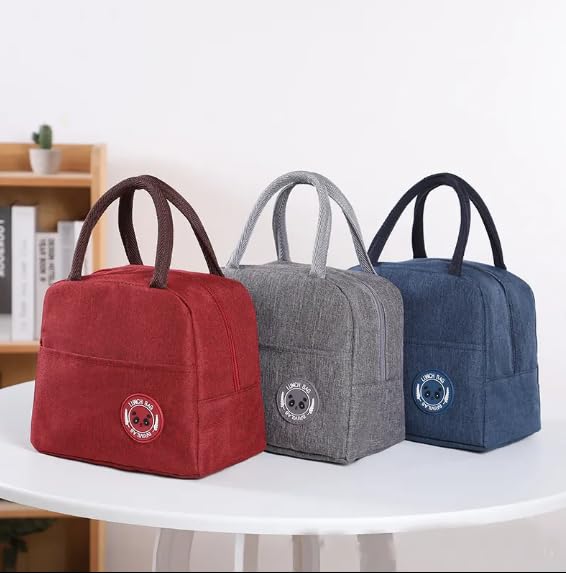 Image of Eco-Friendly Insulated Lunch Bag with Smart Organizer for Office, School, Gym & Outdoor - Reusable, Durable, and Stylish Storage for Men, Women, and Kids (Dark Blue)