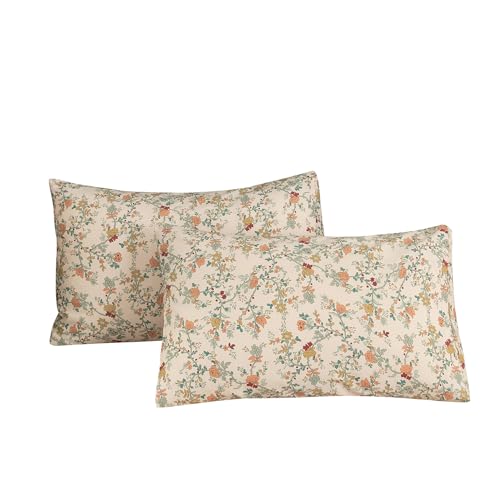 Image of ECOCOTT 2 Pack Pillowcase King Size, Floral Pillow Cases Set - 100% Cotton Pillow Covers with Envelope Closure (King, 20 inchx36 inch)