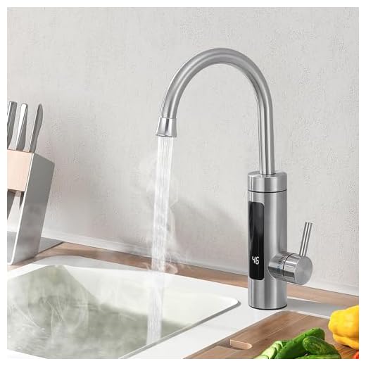 HOMELODY Elektrischer Wasserhahn mit Durchlauferhitzer 230V, Durchlauferhitzer Küche LED Elektrischer Küchenarmatur Edelstahl, 360° Swivel Warmwasserboiler Küchenarmatur Camping Wasserhahn
