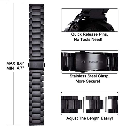V-Moro Metal Strap Compatible With Galaxy Watch 3 45Mm Bands/Gear S3 Band Solid Stainless Steel Replacement For Samsung Galaxy Watch3 45Mm/Gear S3/Galaxy Watch 46Mm(2019) Space Gray #TOP3