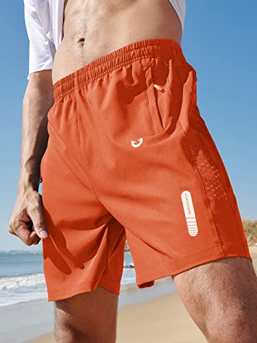 Northyard Men's Athletic Hiking Shorts Quick Dry Workout Shorts 7"/ 9"/ 5" Lightweight Sports Gym Running Shorts Basketball Exercise Orange 3Xl #TOP1