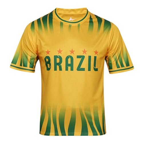 Blissbuilt Maillot de Football Manches Courtes pour Homme et Femme Brésil Football Tee Mode Streetwear Sport Casual Equipement Football Séchage Rapide...