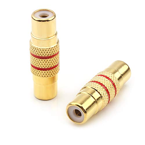 NANYI RCA Female to RCA Female Interconnect Coupler Adapter, with Gold Plated Housing for Mixer Amplifiers Cable link-2pack
