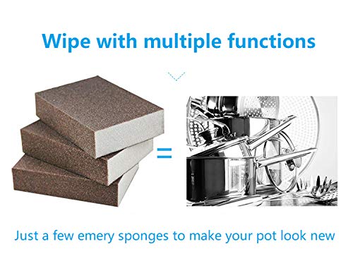 Image of Emery Sponge 8 Pieces, Carborundum Sponges Washing Kitchen Cleaner Tool, Durable Nano Sponge Descaling Rust Scrubbers for Kitchen Cleaning Scouring Pads Brown