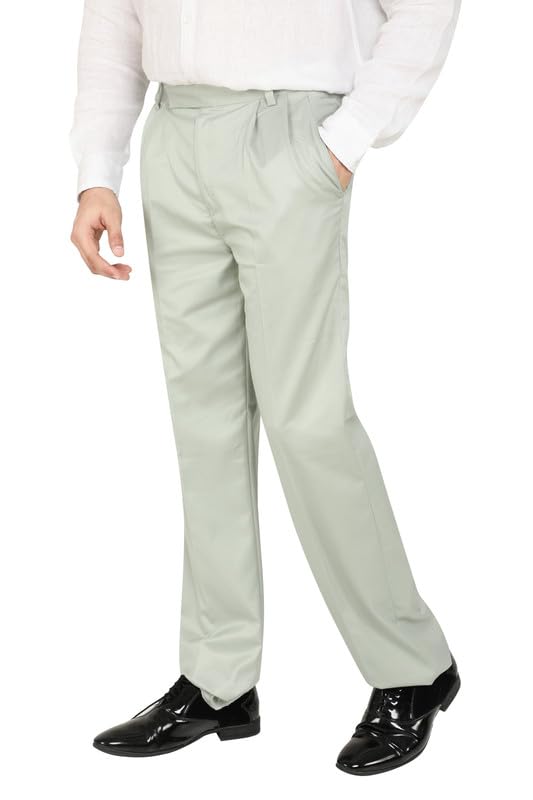 particle Men's Refined Double Pleated Trousers | Textured Cross-Hatch Cotton Blend | Smart Formal Pants for Office & Business | Waist 32-46 (Regular Fit)-picture-33