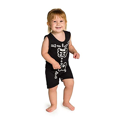 Pijama Macaquinho Curto Infantil Familia Skeleton Brilha No Escuro-p