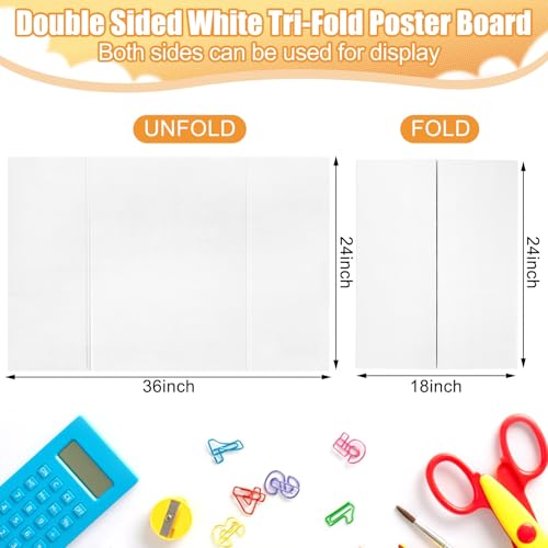 Image of 4 Pack Trifold Poster Board 36 inch x 24 inch White Corrugated Project Boards for Science Fairs, School Projects, Event Displays