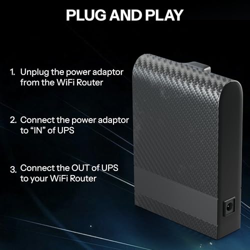Image of Mini Router UPS by Dark Woof 12V WiFi Broadband Fiber Modem | 8 Hours WiFi Ups Power Backup | Ups for Router at Power Cuts | 12V /2A Plug & Play | Current Surge & Discharge Protection Tu DOX