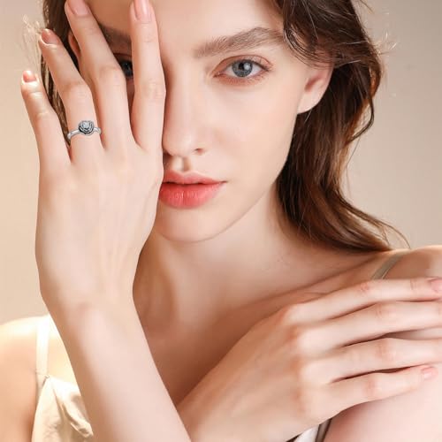 Diamond Rose Rings for Women 925 Stering Silver Rose Open Rings Adjustable Ring Promise Rings Jewelry Birthday Gifts for Wife2