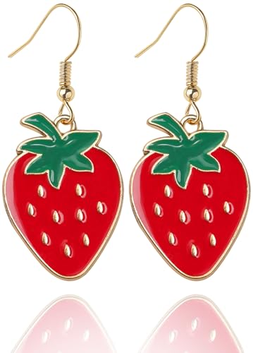 Strawberry Costume Women Accessories Strawberry Earrings for Women Cute Hat Socks Gift BFF