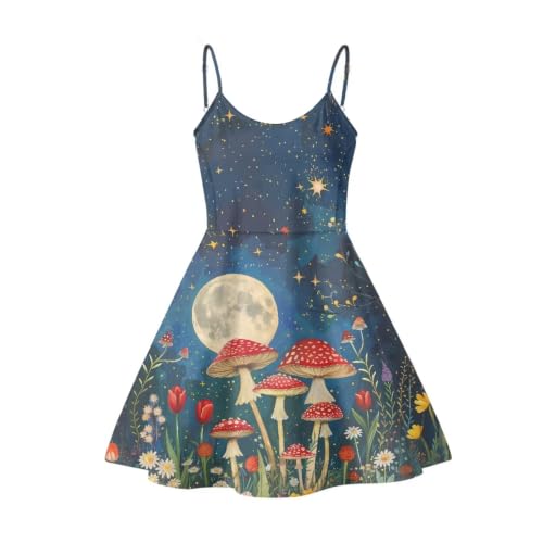 Image of Women's Spaghetti Strap Dress Summer Casual Swing Sundress Girls Beachwear Swing Mini Dress