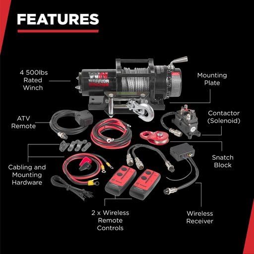Miniatura 2 de Warrior Winches Cabrestante eléctrico Ninja de 4,500 libras 12v con cable de acero ideal para barcos, cuatrimotos, remolques y aventuras