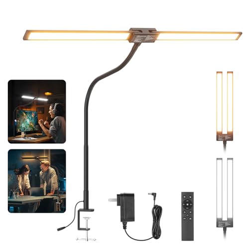 NEEWER Entry Level Version 32" LED Light with Clamp for Desk Home Office Dorm Designer Drafting, 20W Dual Computer Monitor Architect Lamp Bar, Flexible Overhead 2200lux/Remote/5 Modes CRI80+, N21